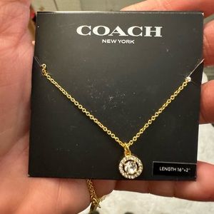 COACH Pave Halo Necklace in Gold. 16 Inch Chain with 2’ Inch Extender